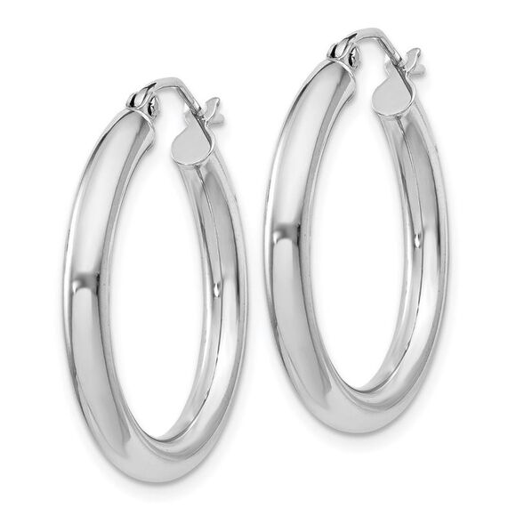 3mm, Sterling Silver, Classic Round Hoop Earrings - 24mm (1 Inch) - Picture 2 of 5
